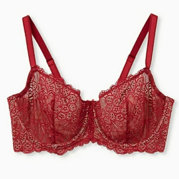 46DD size Torrid Unlined Red Lace Underwire bra pretty! 💋 - Picture 5 of 7